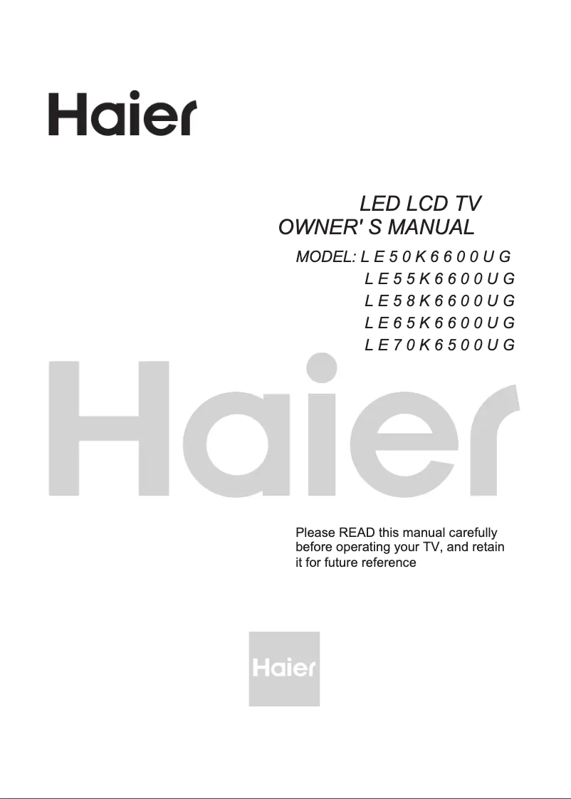 Page 1 de la notice Manuel utilisateur Haier LE55K6500UG