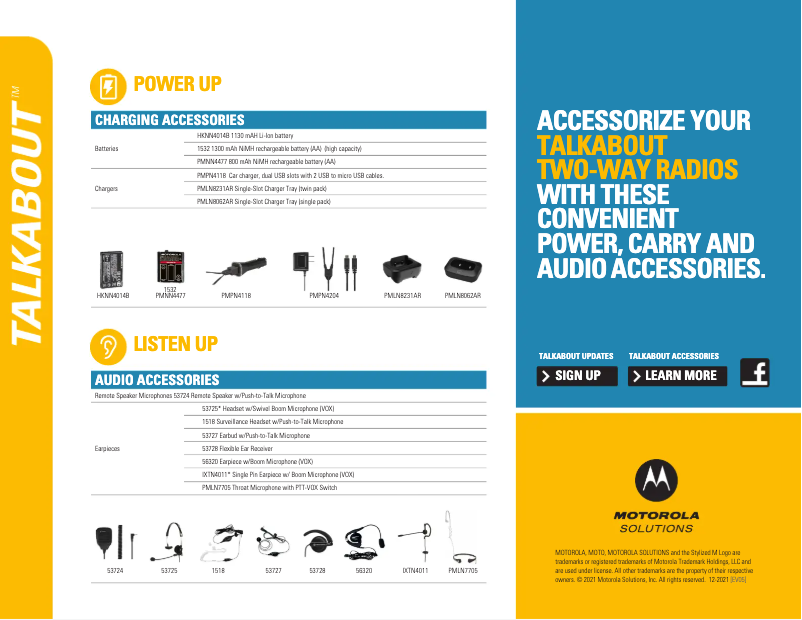 Page 1 de la notice Brochure Motorola Talkabout T478