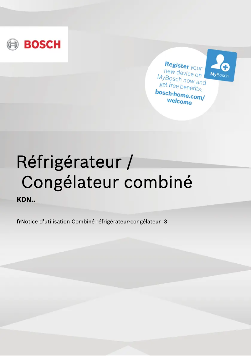 Page 1 de la notice Manuel utilisateur Bosch KDN55NL2M8