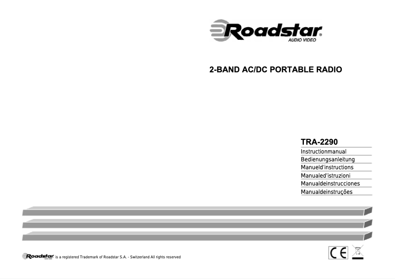 Page 1 de la notice Manuel utilisateur Roadstar TRA-2290