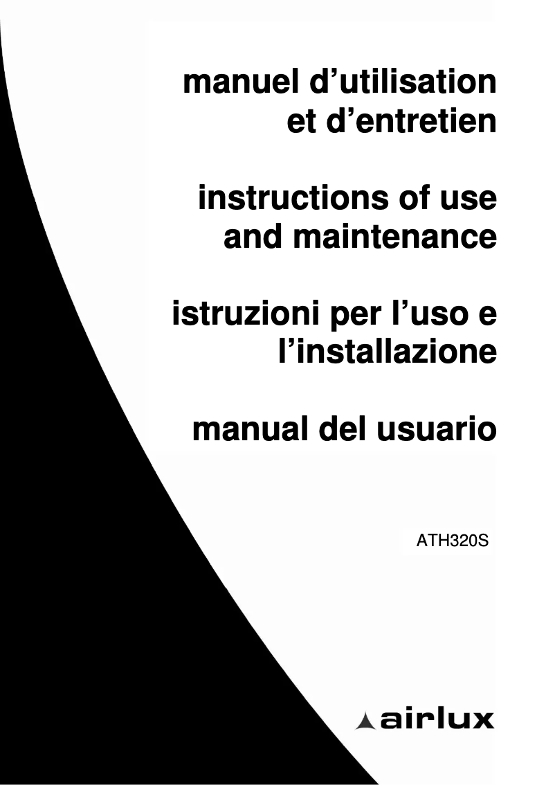 Page 1 de la notice Manuel utilisateur Airlux ATH320S