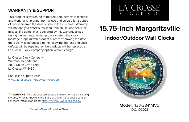 Page 1 de la notice Manuel utilisateur La Crosse Technology 433-3841MV5