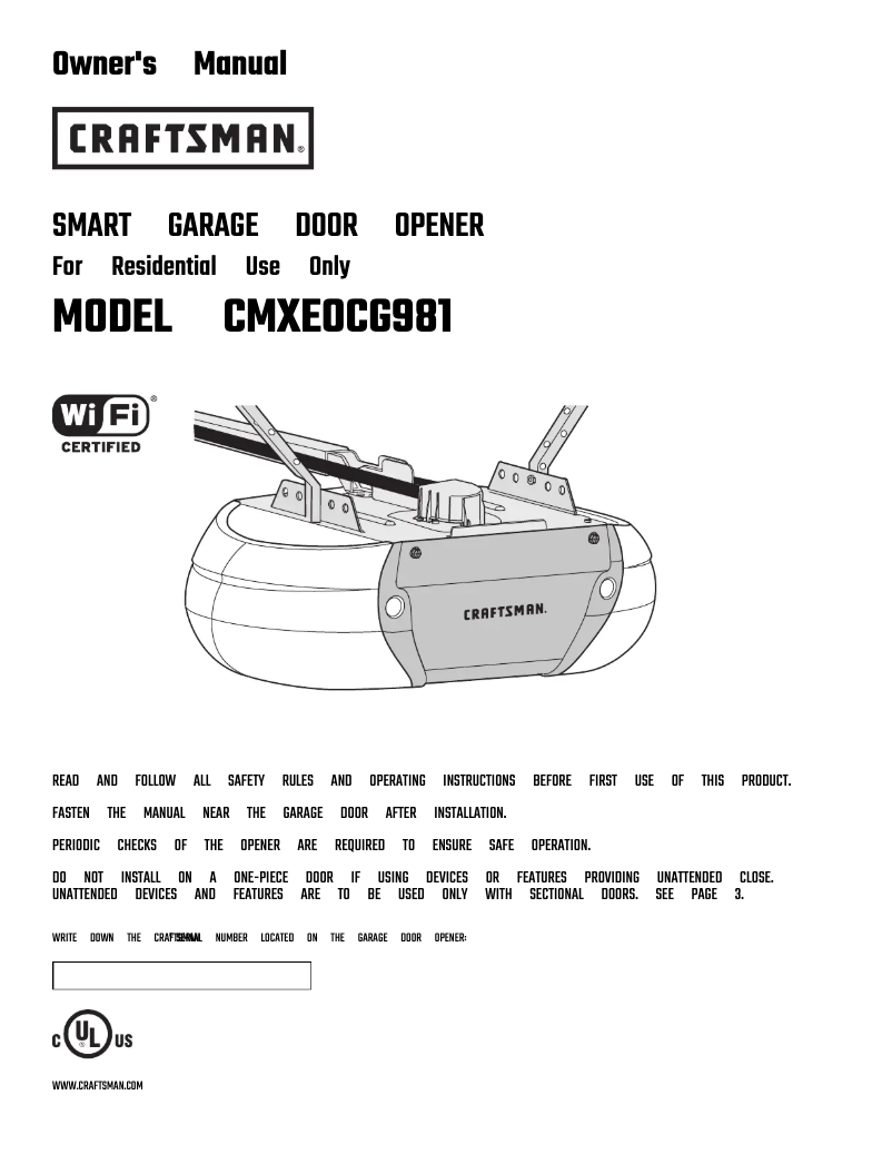 Página 1 del manual Manual de usuario Craftsman CMXEOCG981