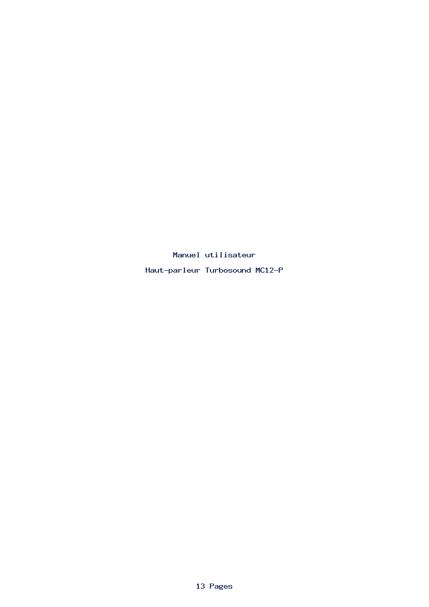 Page 1 de la notice Manuel utilisateur Turbosound MC12-P