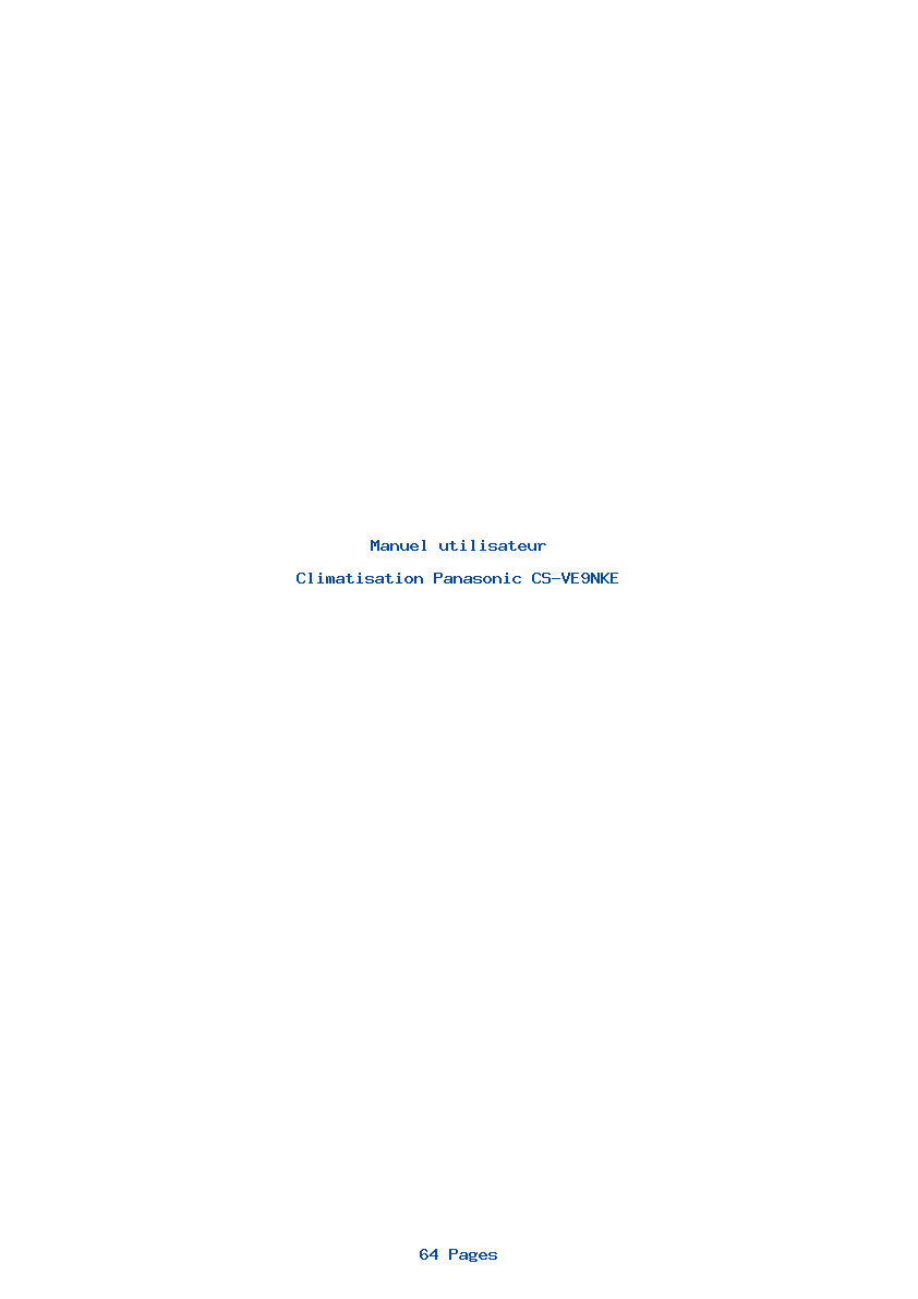 Page 1 de la notice Manuel utilisateur Panasonic CS-VE9NKE