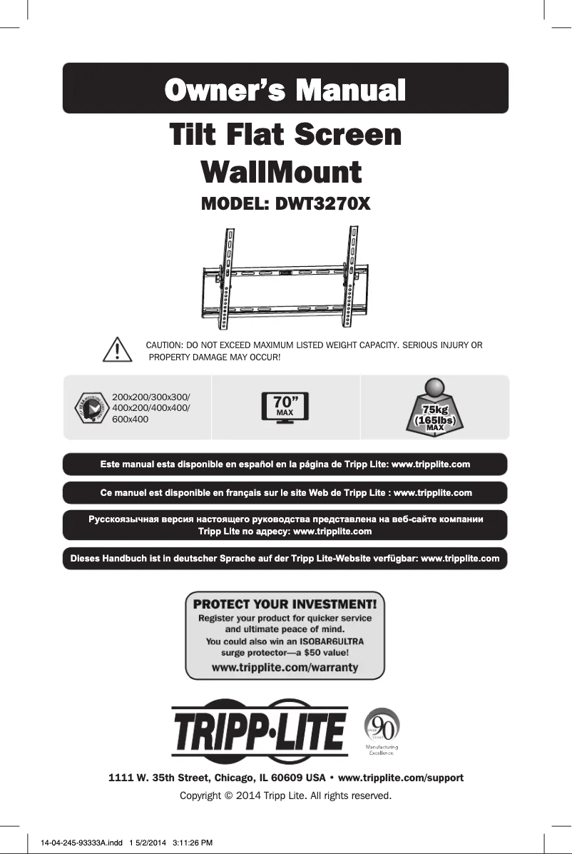 Page 1 de la notice Manuel utilisateur Tripp Lite DWT3270X