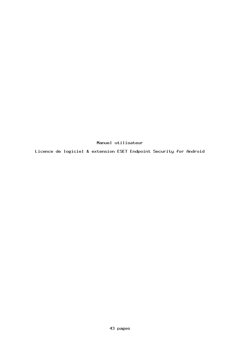 Image de la première page du manuel de l'appareil Endpoint Security for Android