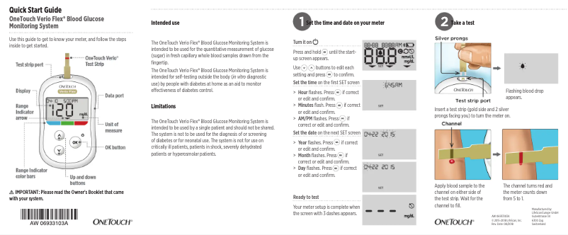 Page 1 of the manual Quick Start Guide OneTouch Verio Flex