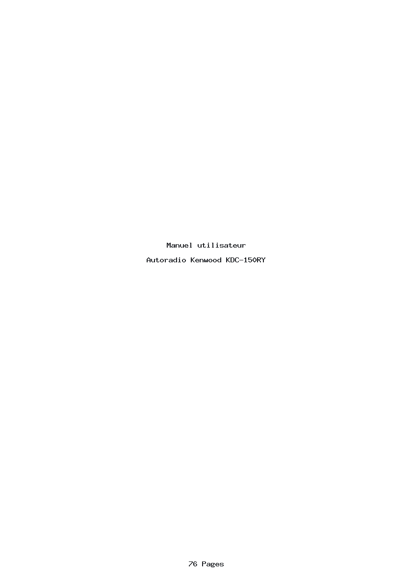 Page 1 de la notice Manuel utilisateur Kenwood KDC-150RY