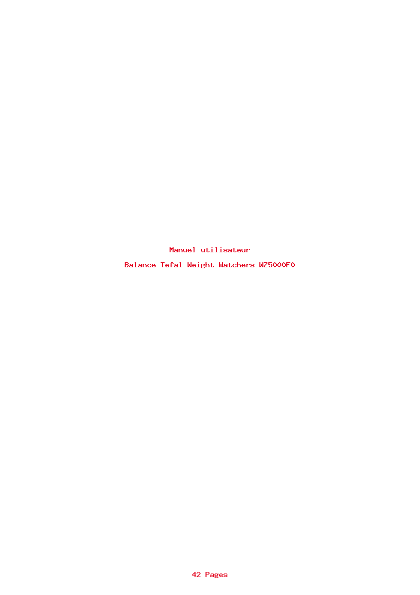 Page 1 de la notice Manuel utilisateur Tefal Weight Watchers WZ5000F0