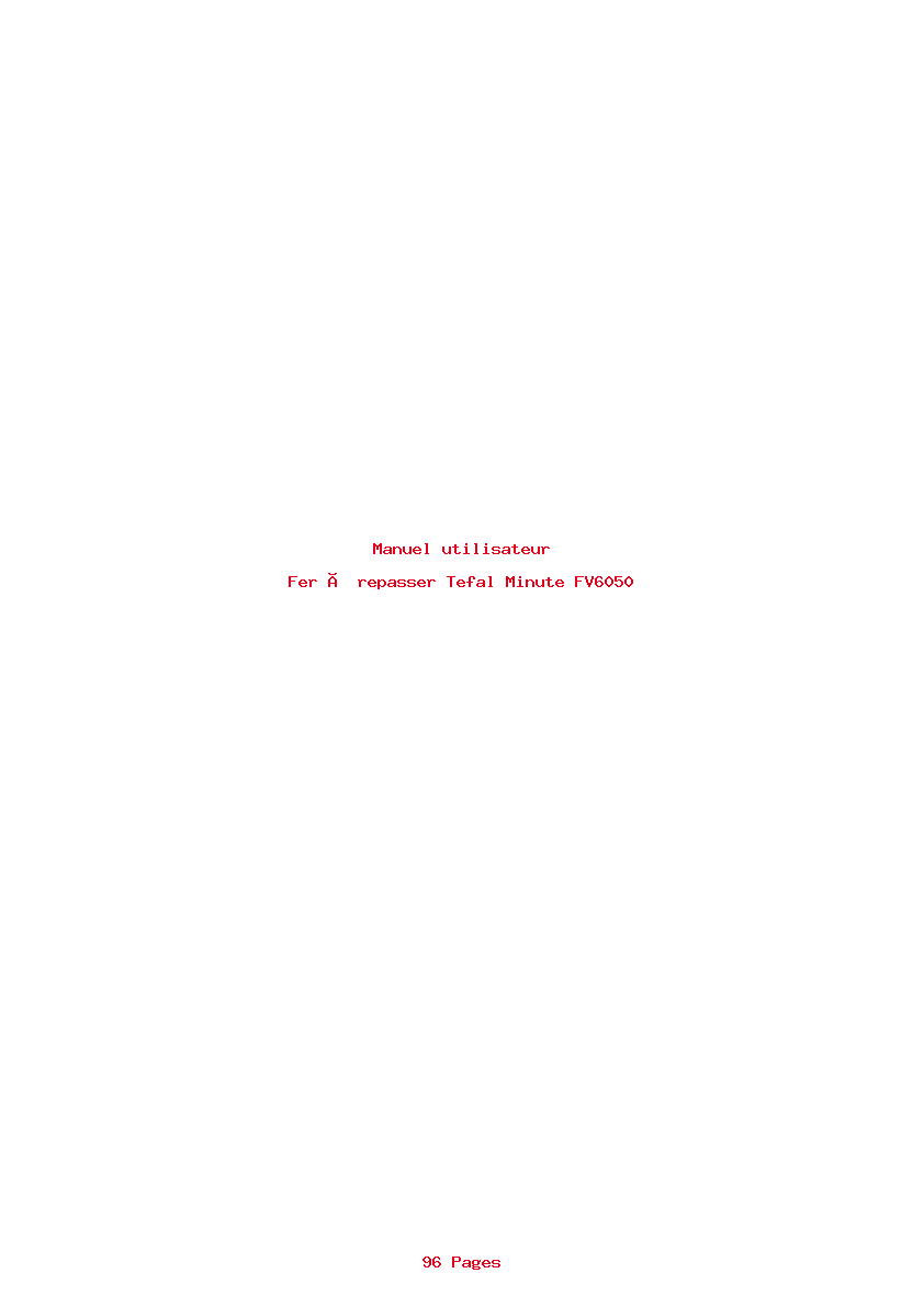 Page 1 de la notice Manuel utilisateur Tefal Minute FV6050