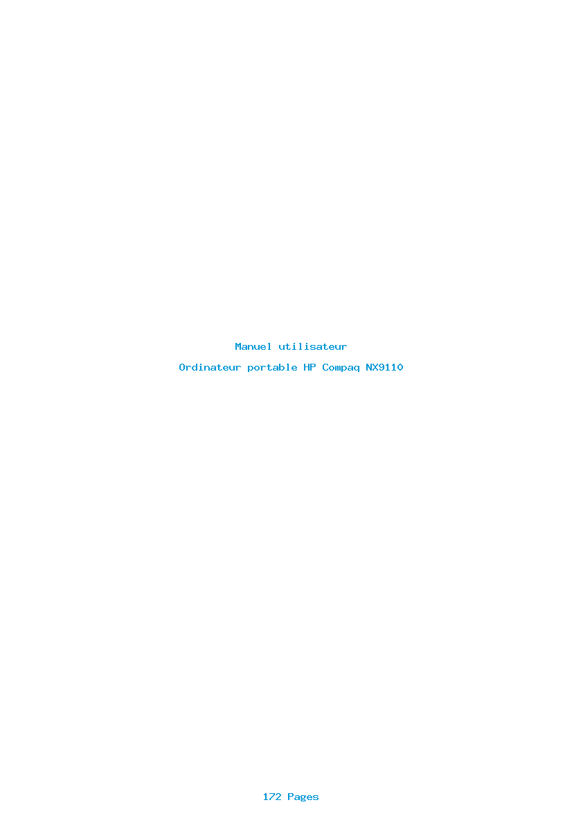 Page 1 de la notice Manuel utilisateur HP Compaq NX9110