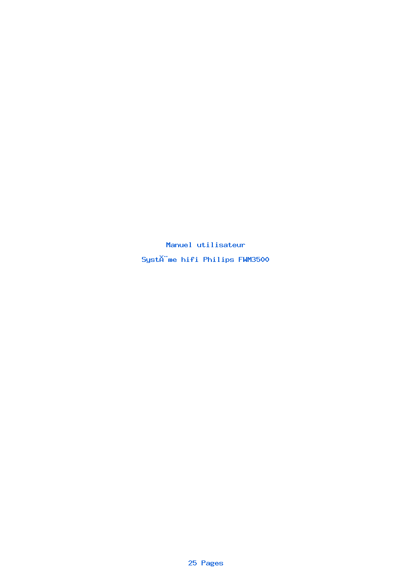 Page 1 de la notice Manuel utilisateur Philips FWM3500