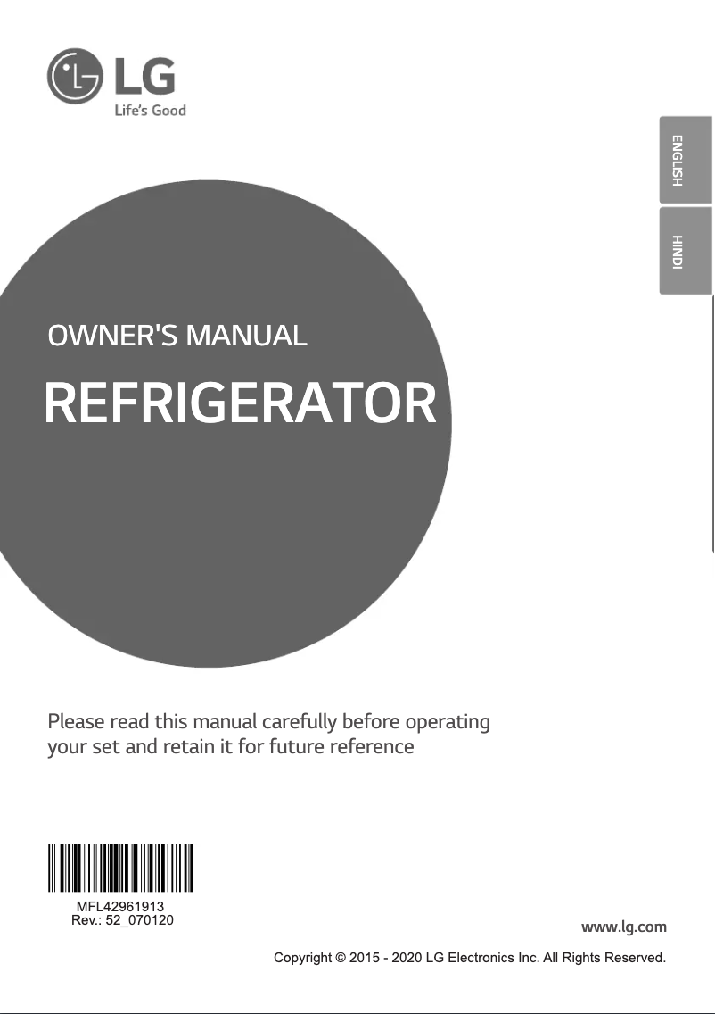 Page 1 de la notice Manuel utilisateur LG GL-B191KRGB