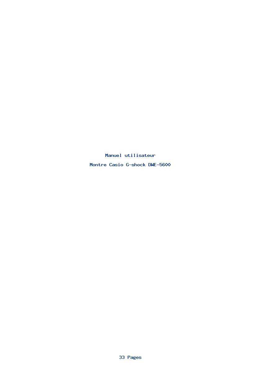 Page 1 de la notice Manuel utilisateur Casio G-shock DWE-5600
