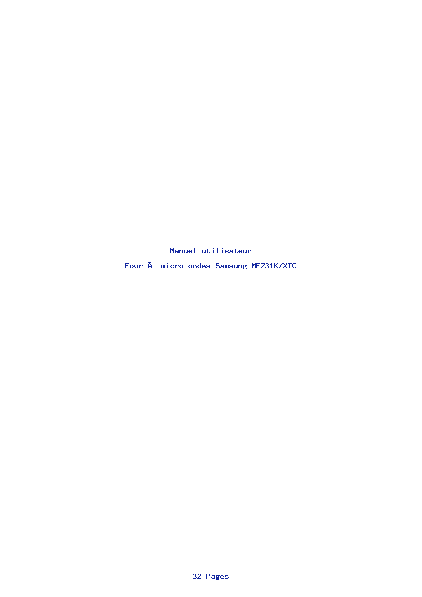 Page 1 de la notice Manuel utilisateur Samsung ME731K/XTC