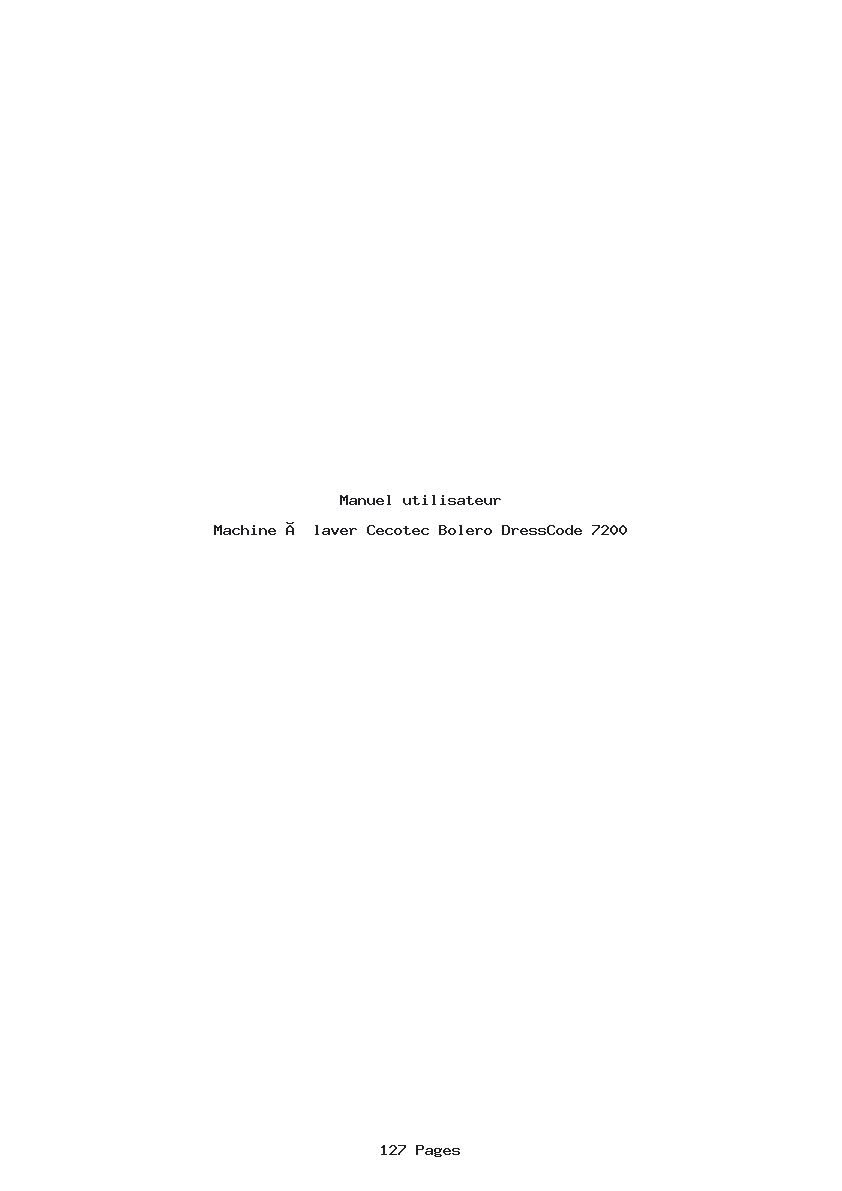Page 1 de la notice Manuel utilisateur Cecotec Bolero DressCode 7200
