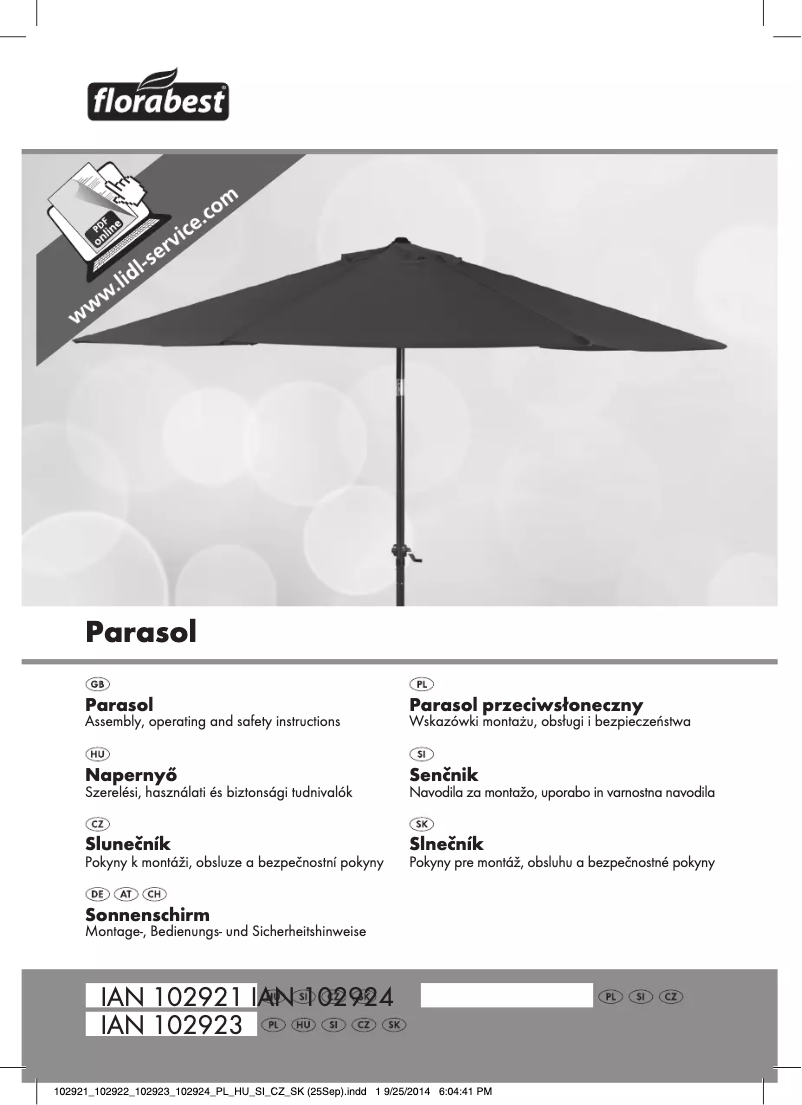 Page 1 de la notice Manuel utilisateur Florabest IAN 102924