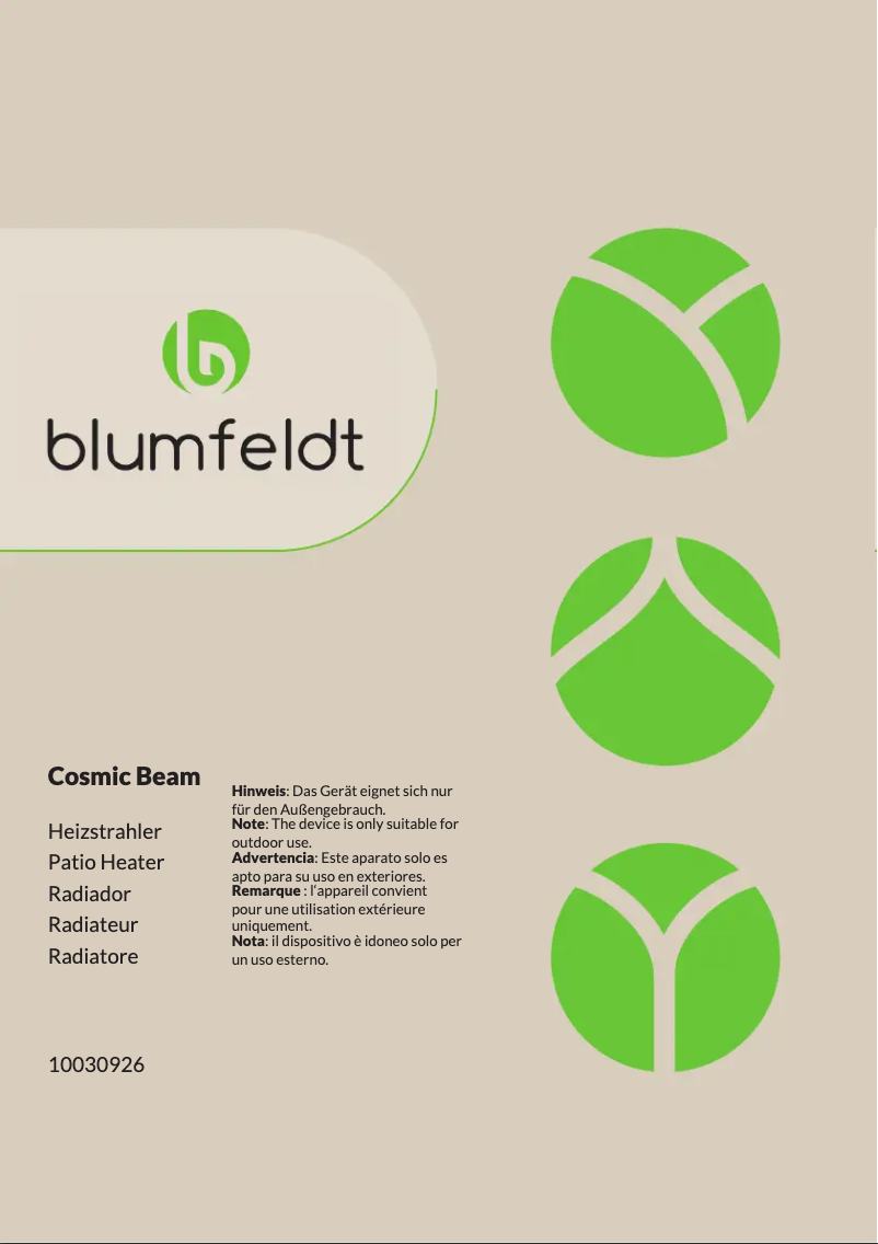 Page 1 of the manual User Manual Blumfeldt Cosmic Beam