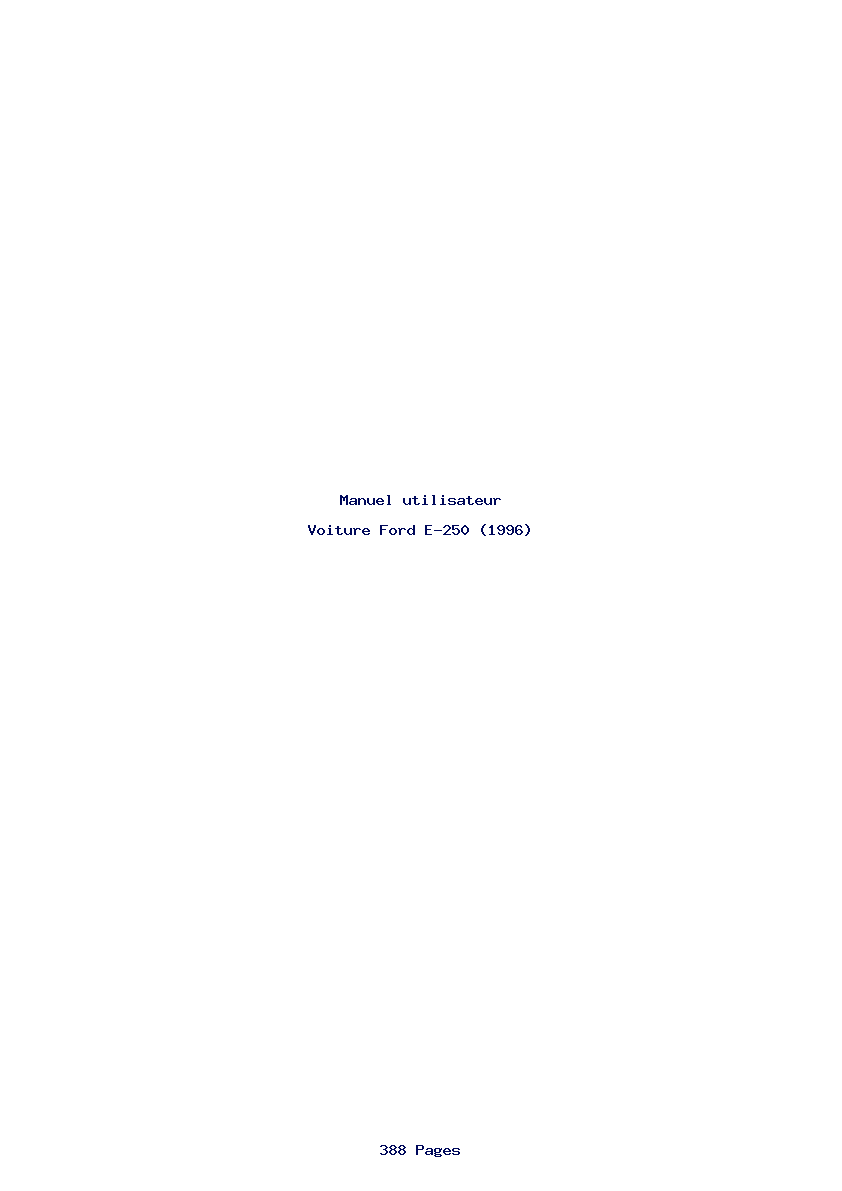 Page 1 de la notice Manuel utilisateur Ford E-250 (1996)