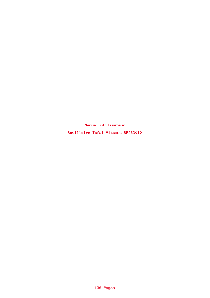 Page 1 de la notice Manuel utilisateur Tefal Vitesse BF263010