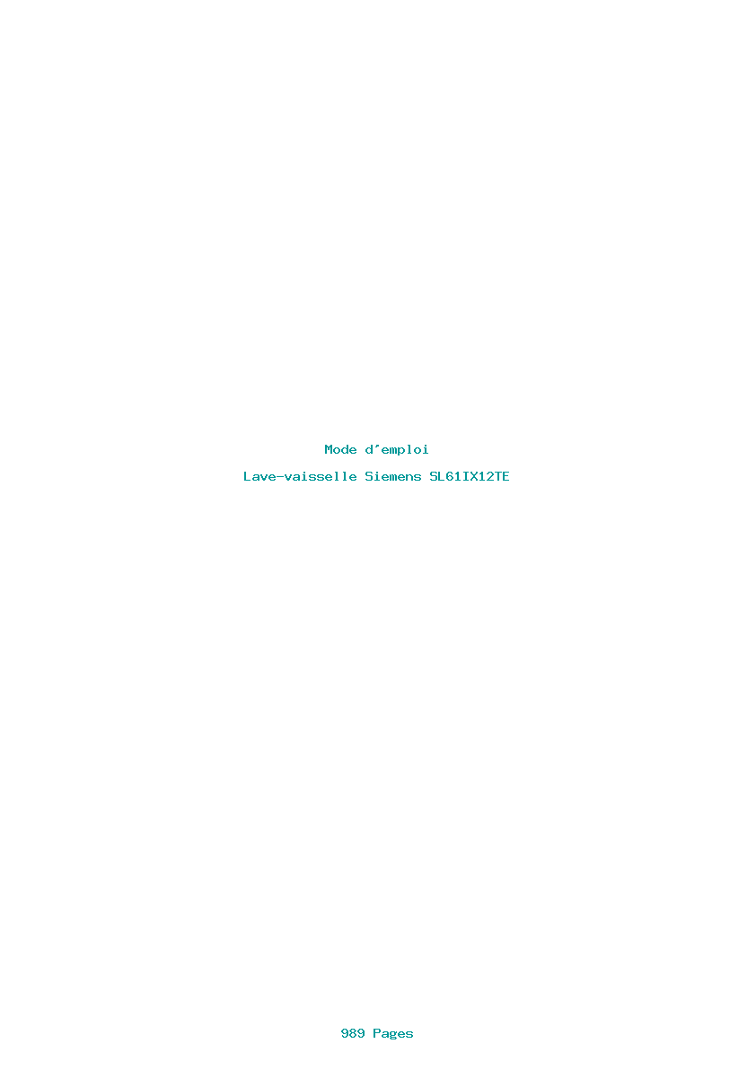Page 1 de la notice Mode d'emploi Siemens SL61IX12TE