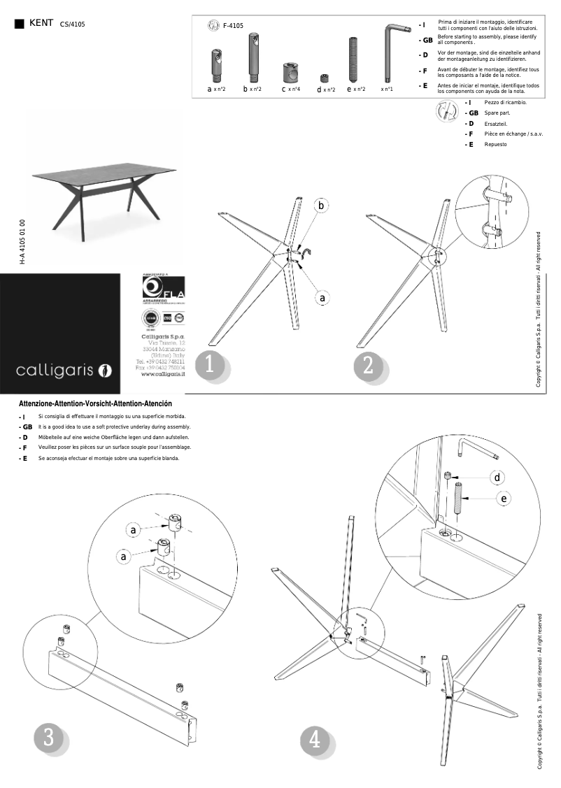Page 1 de la notice Manuel utilisateur Calligaris .com Kent