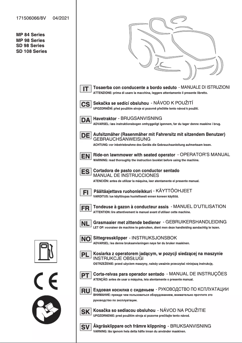 Page 1 de la notice Manuel utilisateur Stiga Estate 3398 HW