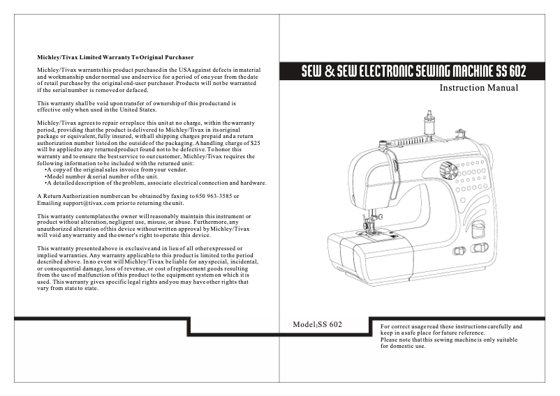 Page 1 of the manual User Manual Michley SS 602