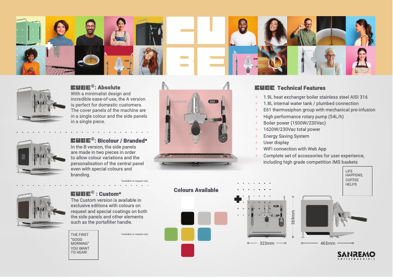 Page 1 of the manual Technical Sheet Sanremo Cube