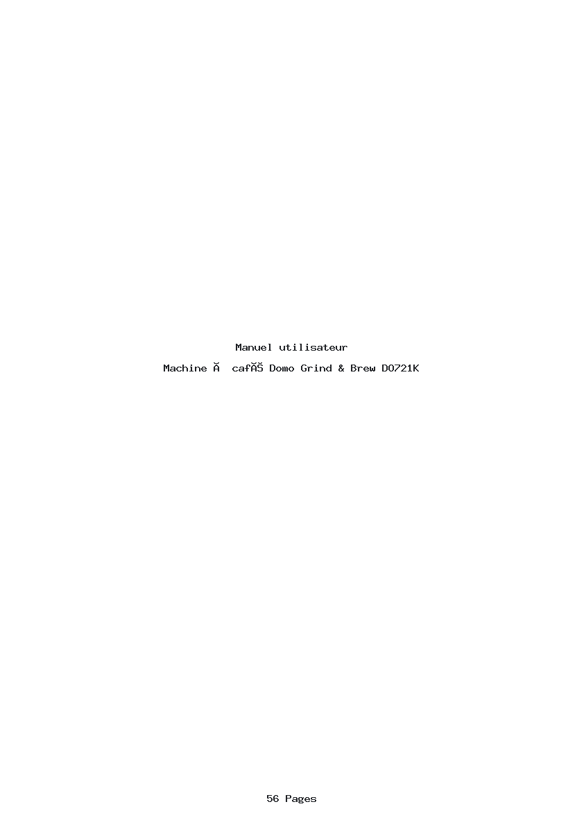 Page 1 de la notice Manuel utilisateur Domo Grind & Brew DO721K