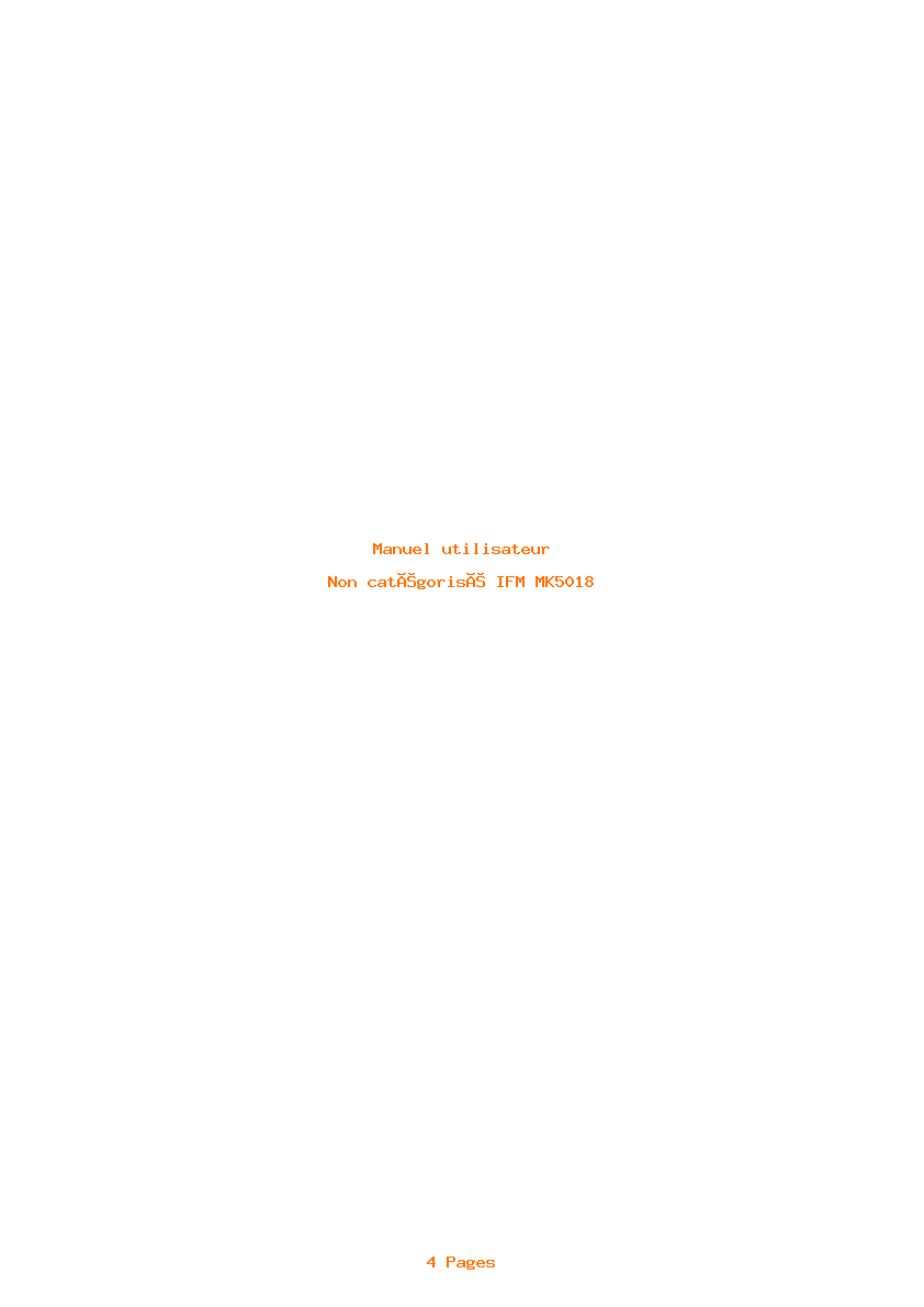 Page 1 de la notice Manuel utilisateur IFM MK5018