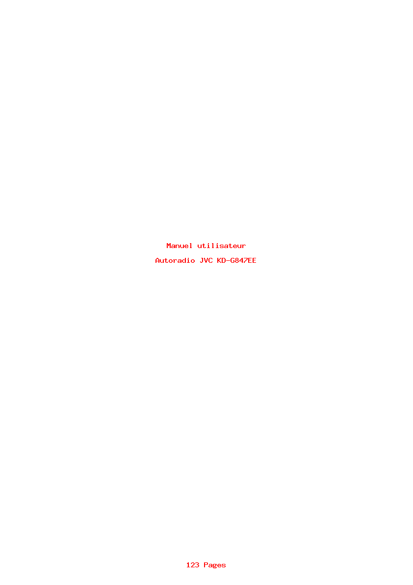 Page 1 de la notice Manuel utilisateur JVC KD-G847EE