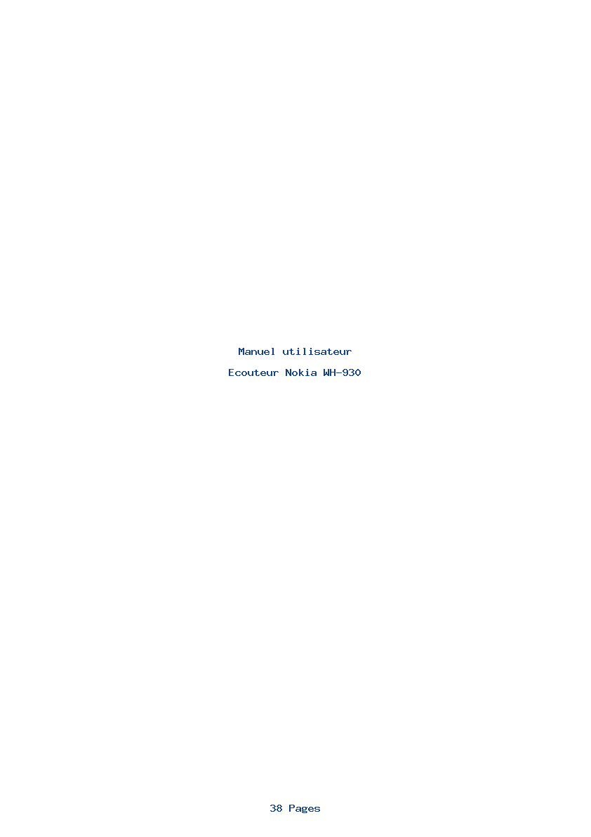Page 1 de la notice Manuel utilisateur Nokia WH-930