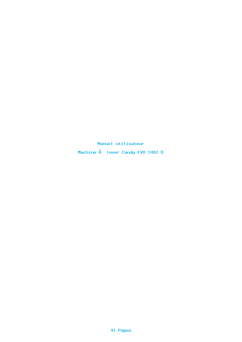 Page 1 de la notice Manuel utilisateur Candy EVO 1482 D