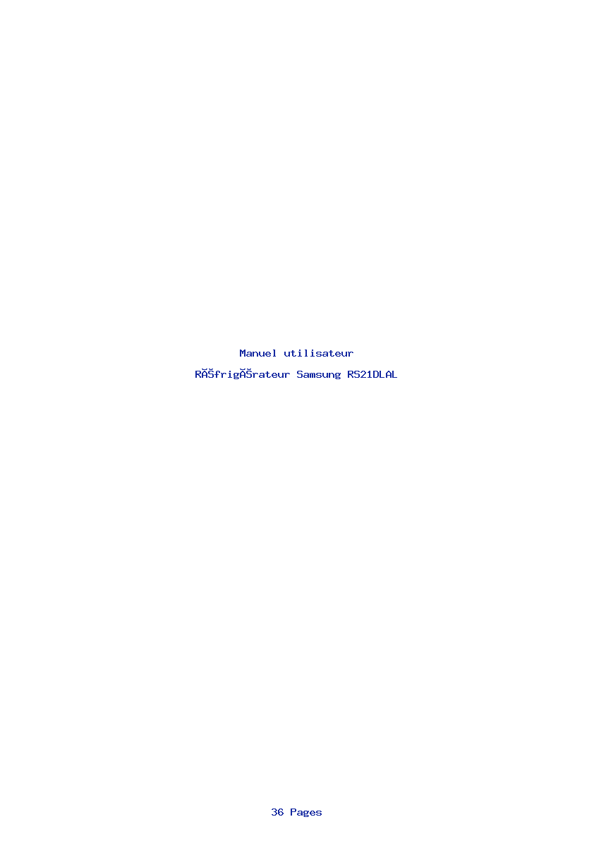 Page 1 de la notice Manuel utilisateur Samsung RS21DLAL