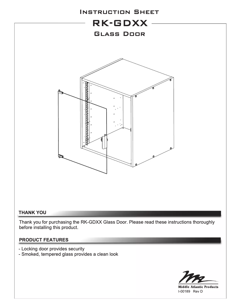 Page 1 de la notice Manuel utilisateur Middle Atlantic RK-GD12