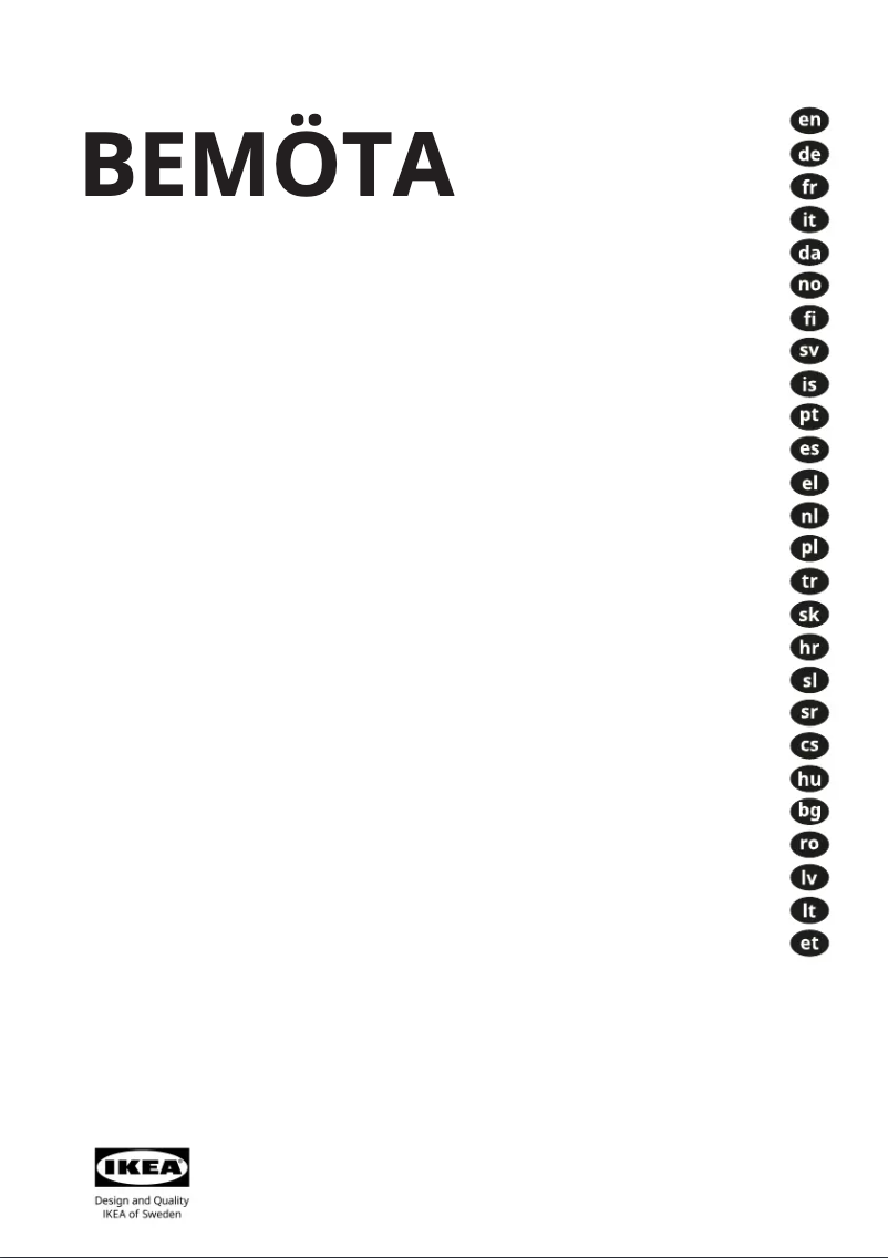 Page 1 de la notice Manuel utilisateur Ikea BEMÖTA 603.923.02