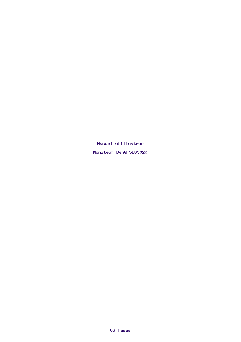 Page 1 de la notice Manuel utilisateur BenQ SL6502K