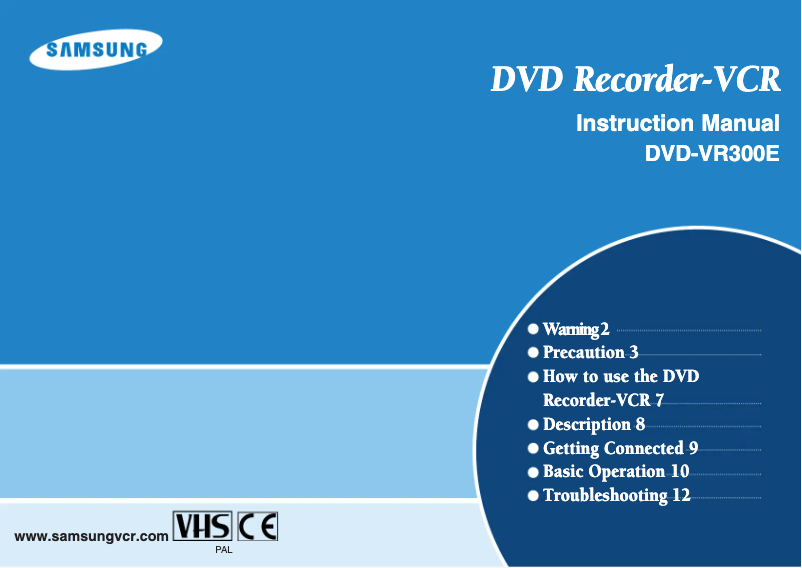 Page 1 de la notice Guide d'installation Samsung DVD-VR300E