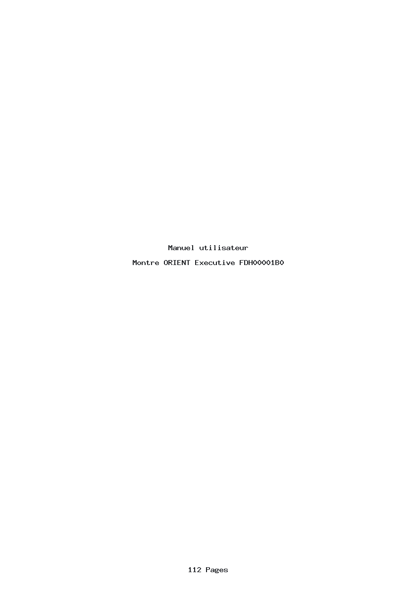Page 1 de la notice Manuel utilisateur ORIENT Executive FDH00001B0