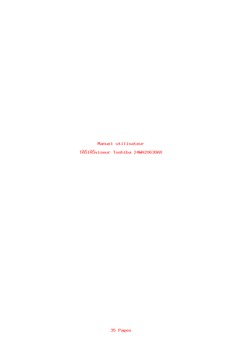 Page 1 de la notice Manuel utilisateur Toshiba 24WA2063DAX