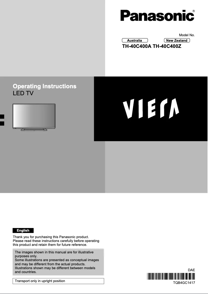 Page 1 of the manual User Manual Panasonic TH-40C400A