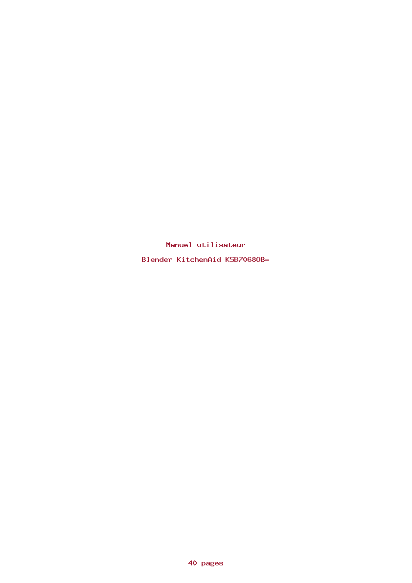 Page 1 de la notice Manuel utilisateur KitchenAid KSB7068OB=