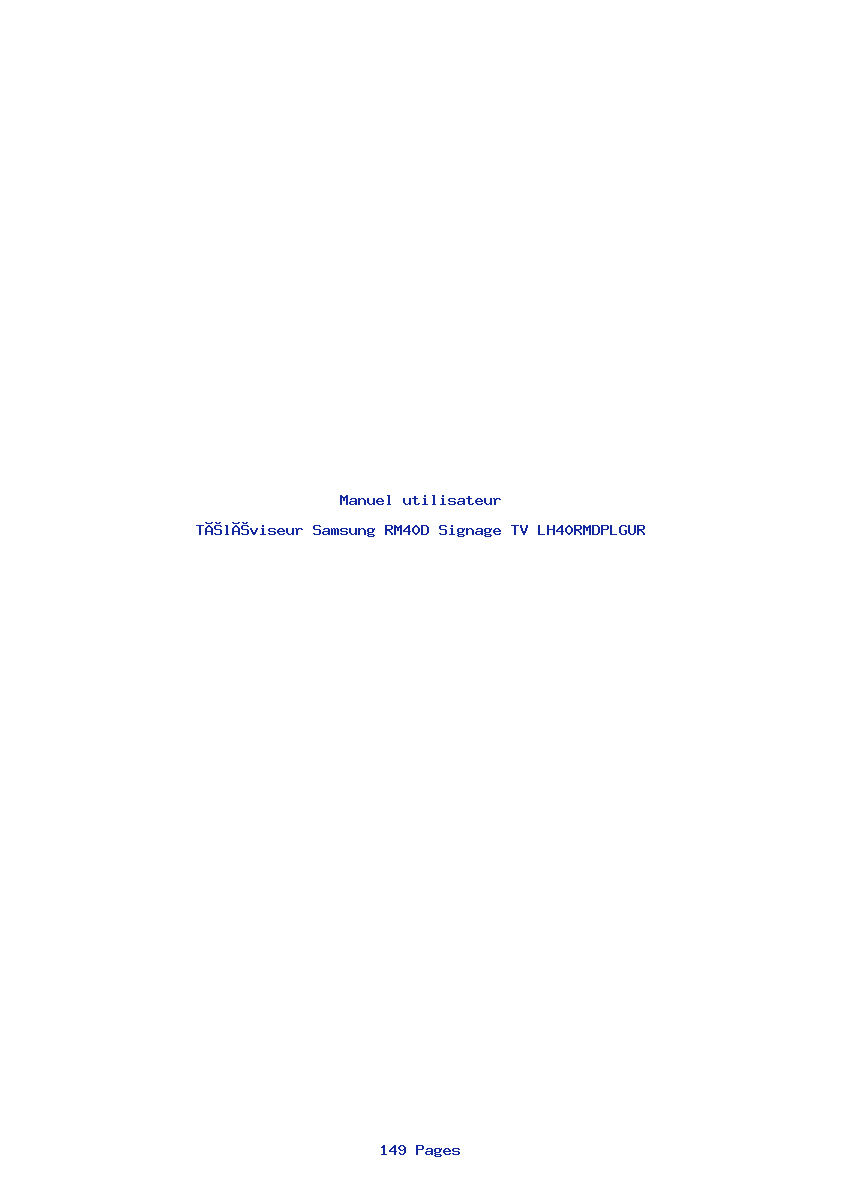 Page 1 de la notice Manuel utilisateur Samsung RM40D Signage TV LH40RMDPLGUR