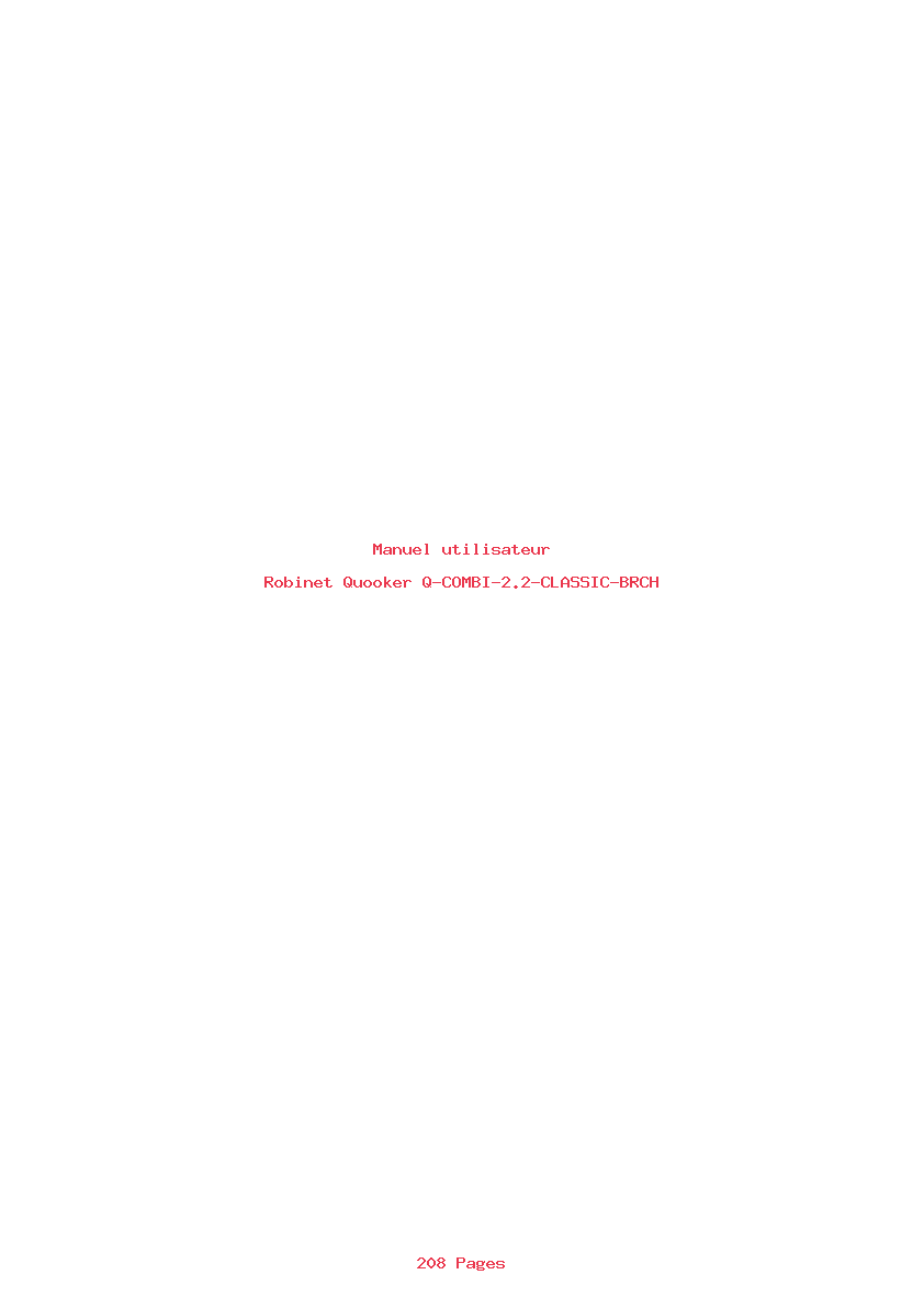 Page 1 de la notice Manuel utilisateur Quooker Q-COMBI-2.2-CLASSIC-BRCH