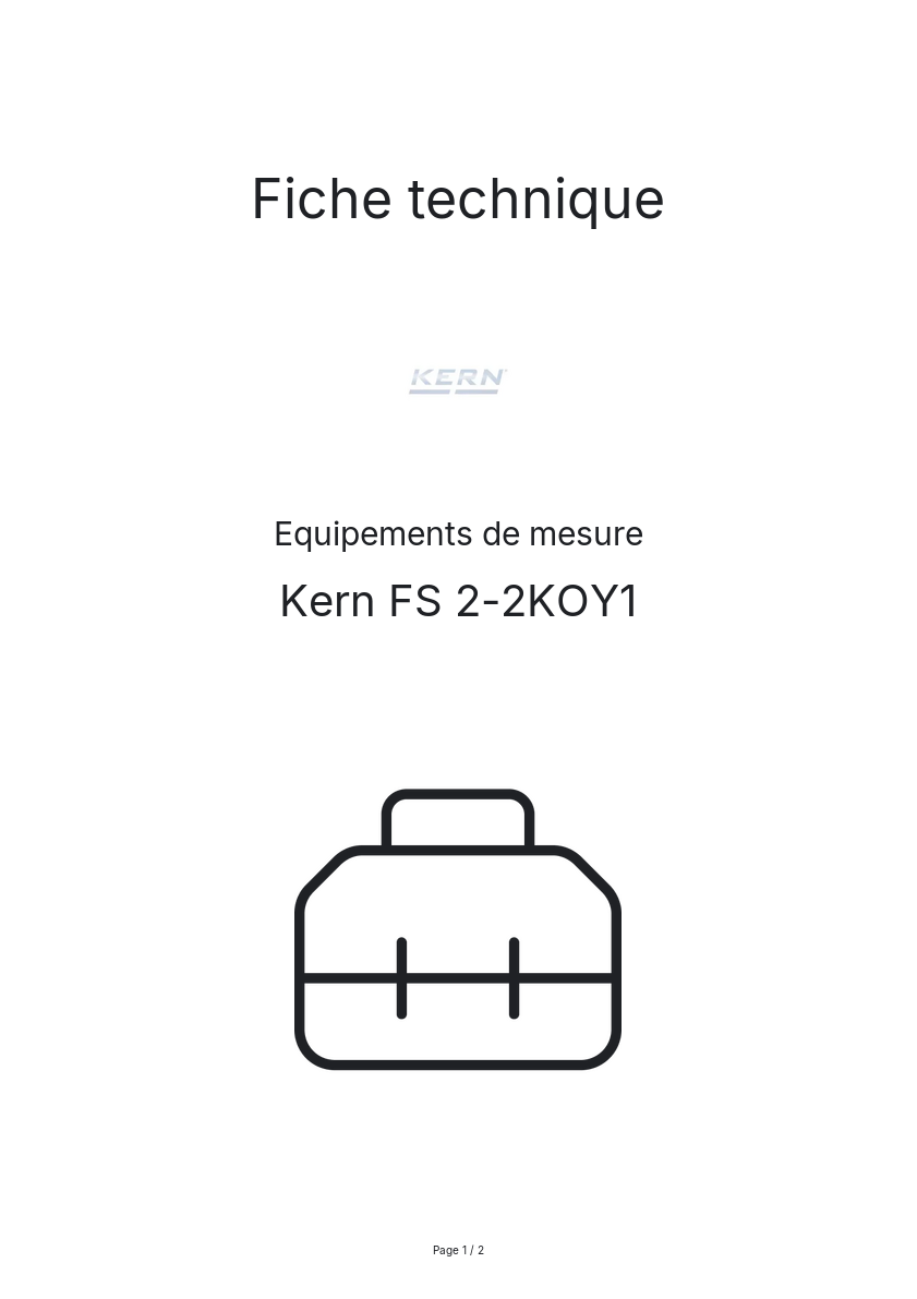 Page 1 de la notice Fiche technique Kern FS 2-2KOY1