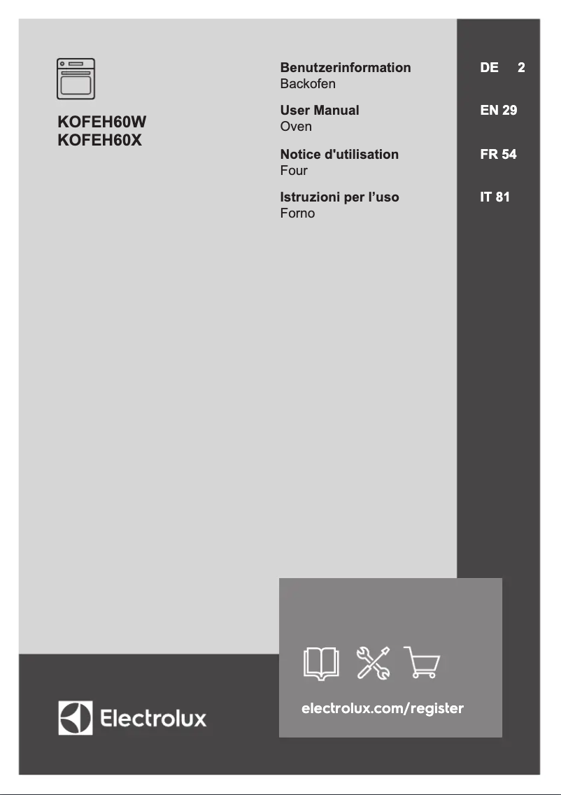 Page 1 de la notice Manuel utilisateur Electrolux KOFEH60X