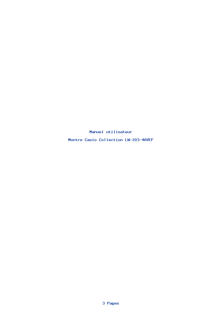 Page 1 de la notice Manuel utilisateur Casio Collection LW-203-4AVEF