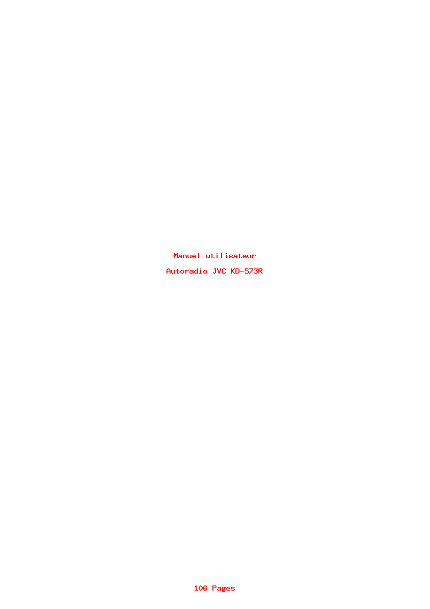 Page 1 de la notice Manuel utilisateur JVC KD-S73R